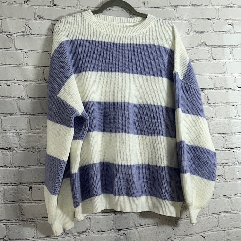 Color Block Drop Shoulder Ribbed Knit Sweater - Picture 7 of 10